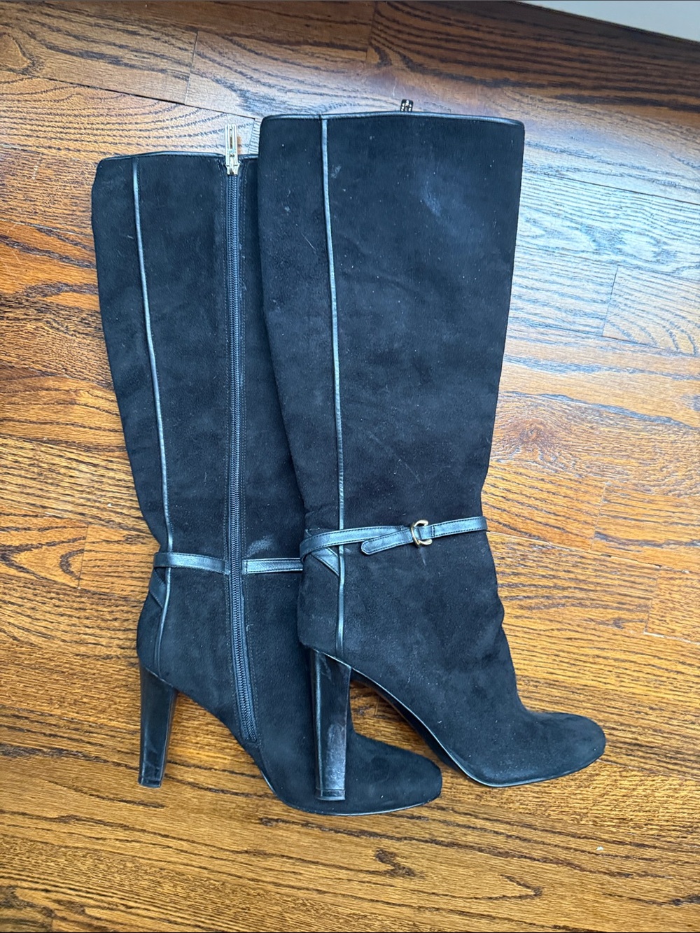Ivanka Trump Black Suede Knee-High Stiletto Boots